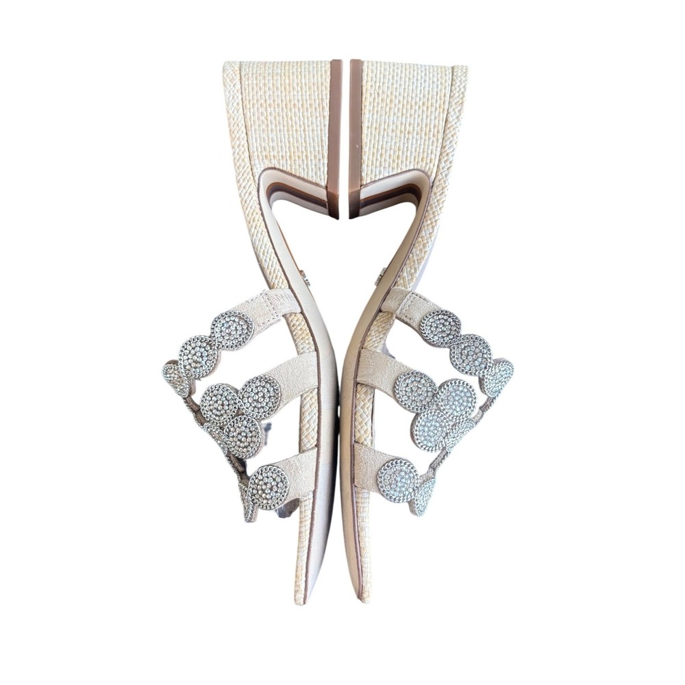 Sam Edelman Womens Crystal Embellished Raffia Block Heel Slide Sandals Beige 7 - Picture 5 of 10